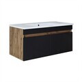 Dulap de baie cu chiuvetă, Hanah Home, 1913, 100x48x45.5 cm, MDF-LAM, Pin Atlantic / Antracit