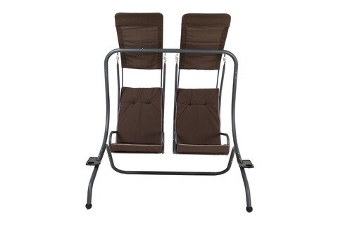 Leagan cu 2 locuri, Segars, 170 x 132 x 170 cm, otel, gri/maro