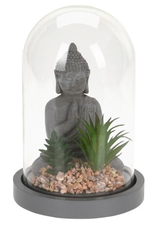 Decoratiune Buddha w aloe, 14×21 cm, polipropilena, gri Excellent Houseware imagine 2022 by aka-home.ro