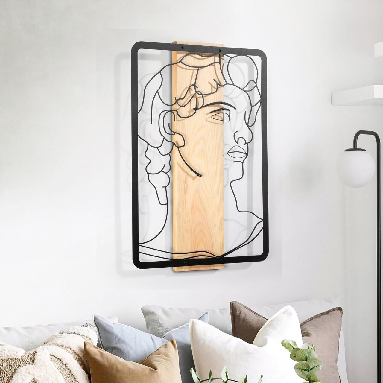 Decoratiune de perete, Aether, Cadru: Lemn (Grosime: 2 cm), Natural/Negru — imaginea 5