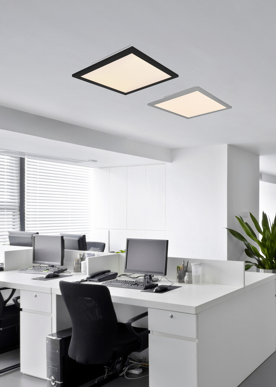 Plafoniera Alpha, RL, 29.5x29.5x5 cm, 13.5W, 1x SMD LED, metal, negru mat
