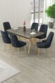 Set masa extensibila si scaune (7 piese), Hanah Home, Nis, Antracit / Aur