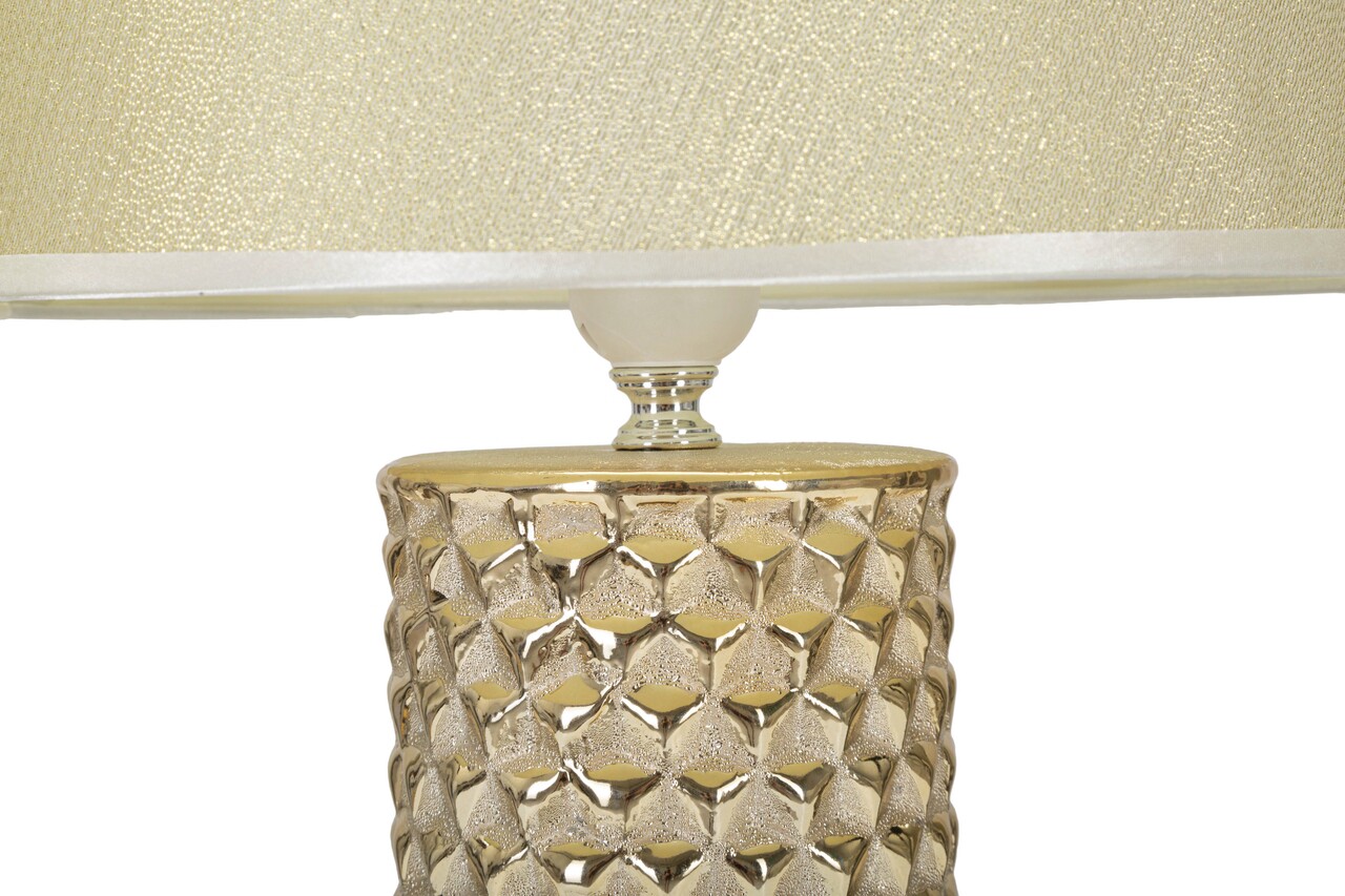 Lampa de masa, Glam Gold, Mauro Ferretti, 1 x E27, 40W, Ø30 x 47.5 cm, ceramica/fier/textil, alb/auriu - 1 | YEO
