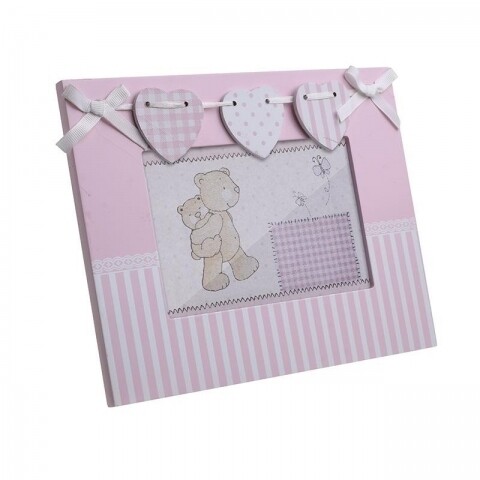 Rama foto pink hearts, inart, 17 x 22 cm, polirasina, alb/roz