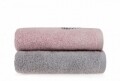 Set 2 prosoape de maini, Beverly Hills Polo Club, 50x90 cm, 100% bumbac, roz/gri