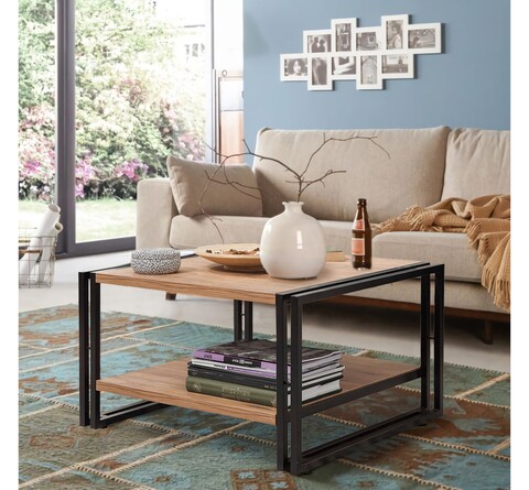 Masuta de cafea Cosmo Arena, Sapphire, 70x70x40 cm, natural/negru 70x70x40 imagine noua 2022
