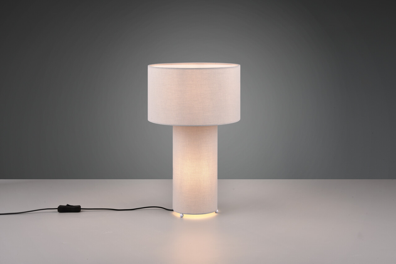 Lampa de masa Bale, TRIO, 24x40 cm, 10W, 2x E27, textil, gri