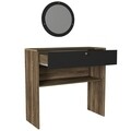 Set consola si oglinda Luis Aynali, Talon, 90 x 35.5 x 90 cm/44 cm, walnut/negru