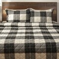 Set cuvertura de pat Cara, Decomex, 3 piese, 240x260 cm, poliester, alb/negru/gri