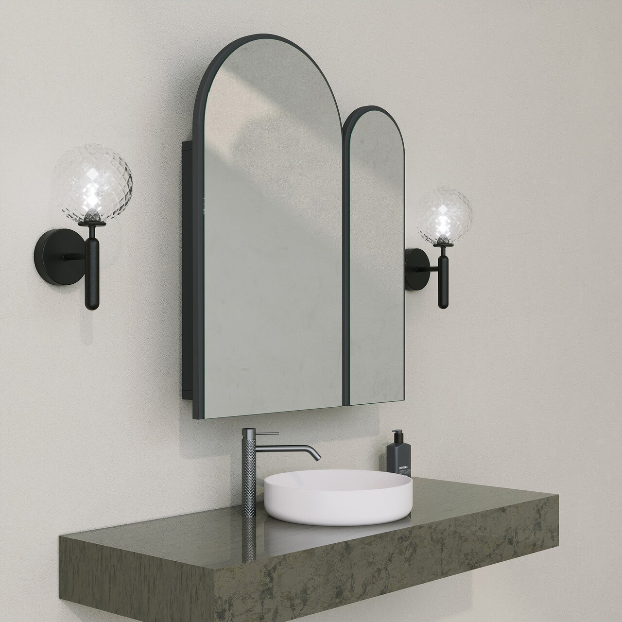 Dulap de baie, Neostill, Classe Cabinet, 12x45x50 cm, MDF , Negru - 2 | YEO