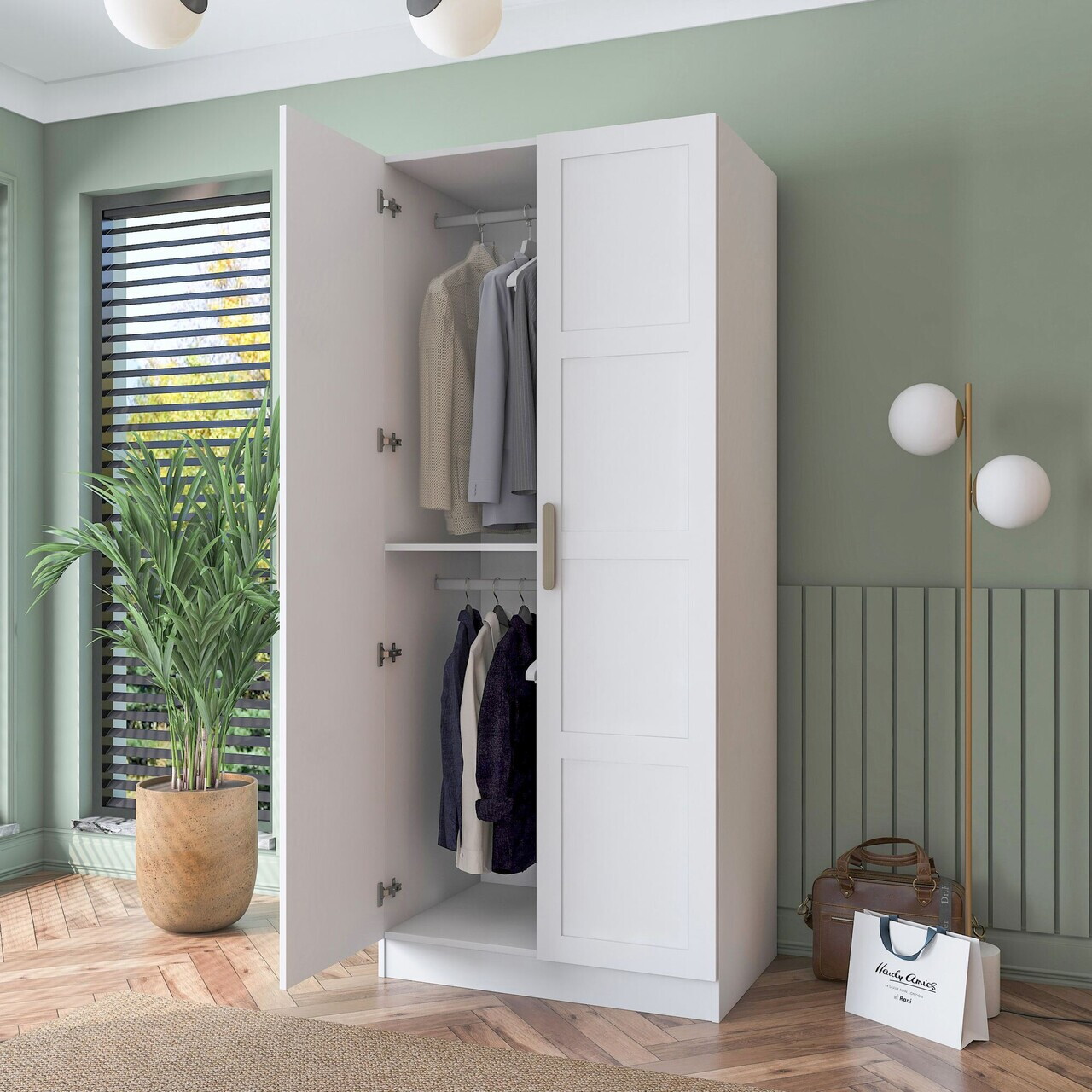Dulap pentru haine, Hanah Home, BA187, 90x210x57.5 cm, PAL melaminat, Alb - view 5