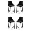 Set scaune  de bar 4 piese, Charlotte, Enox, Metal, Negru