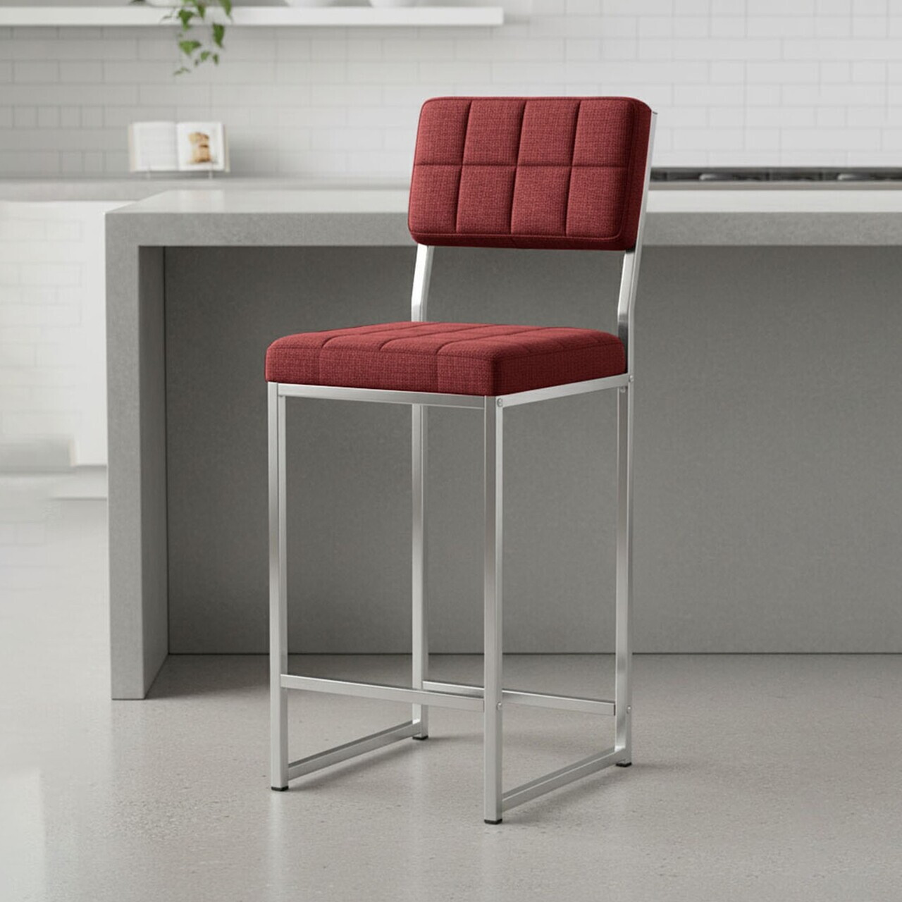 Scaun de bar, Hanah Home, Retro 66, 40x98x40 cm, Bordo — imaginea 2