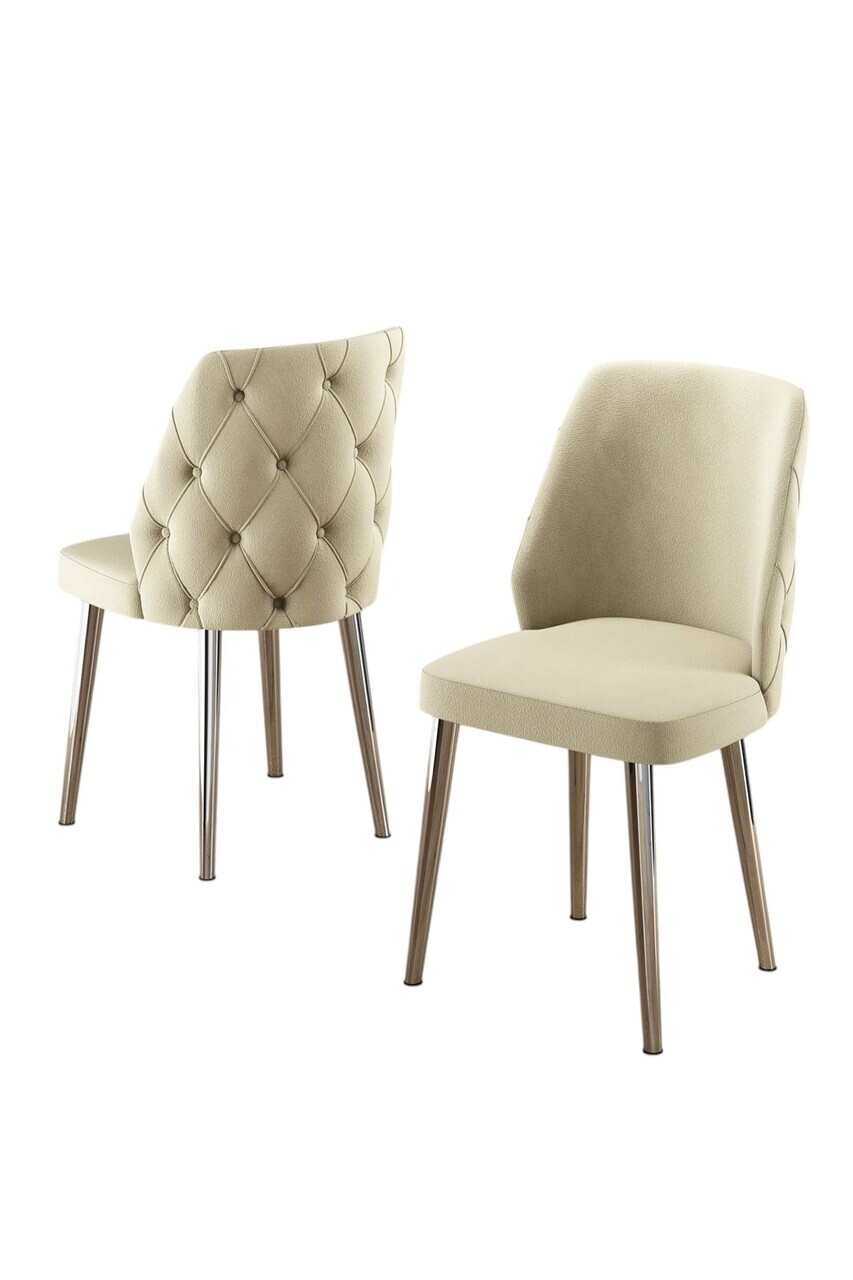 Set scaune 2 piese, Hanah Home, Leja, Crem / Crom — imaginea 2