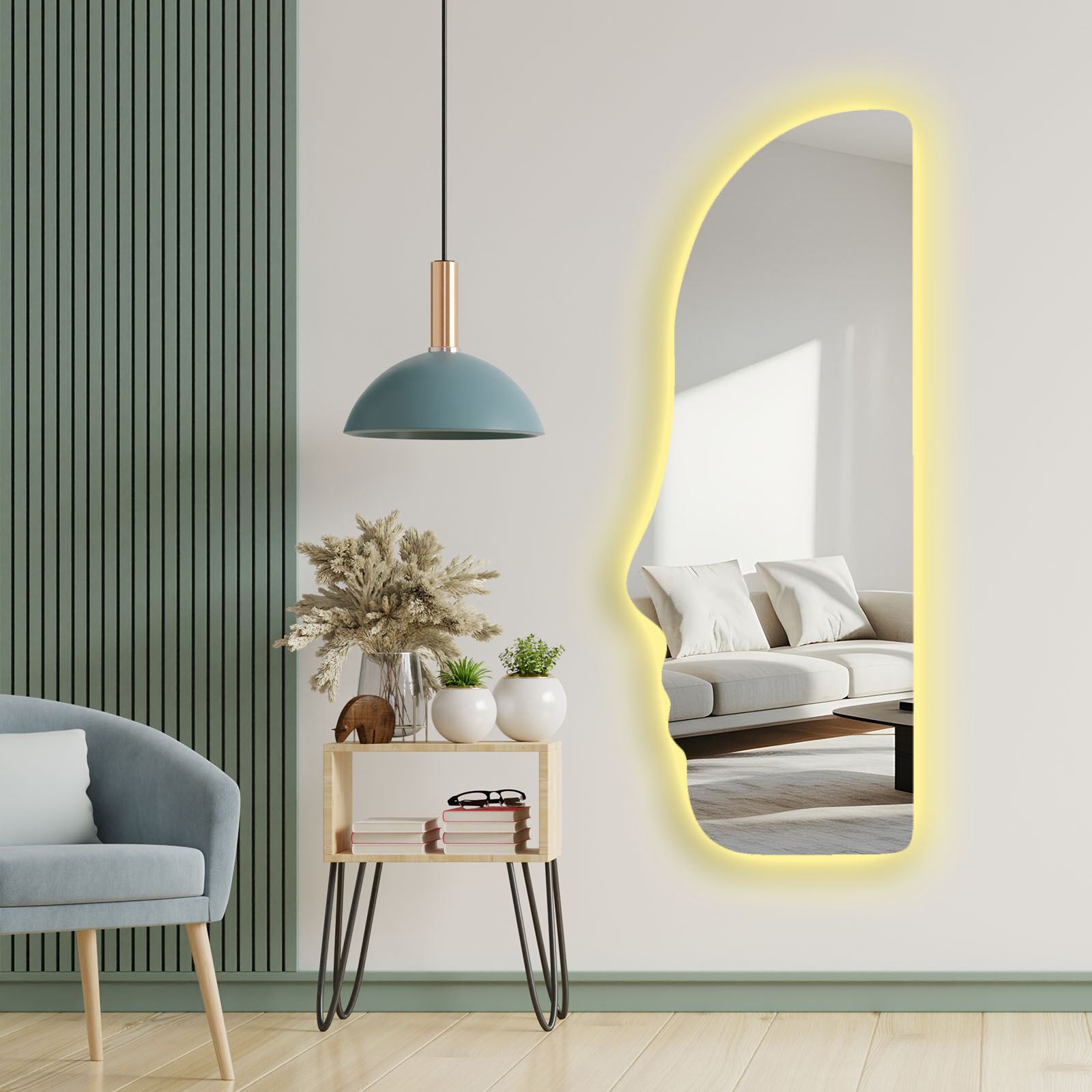 Oglinda cu Iluminare Led, Hanah Home, 52135Ledayna-008, 52x135 cm, OGLINDA (Grosime: 4 mm), Multicolor