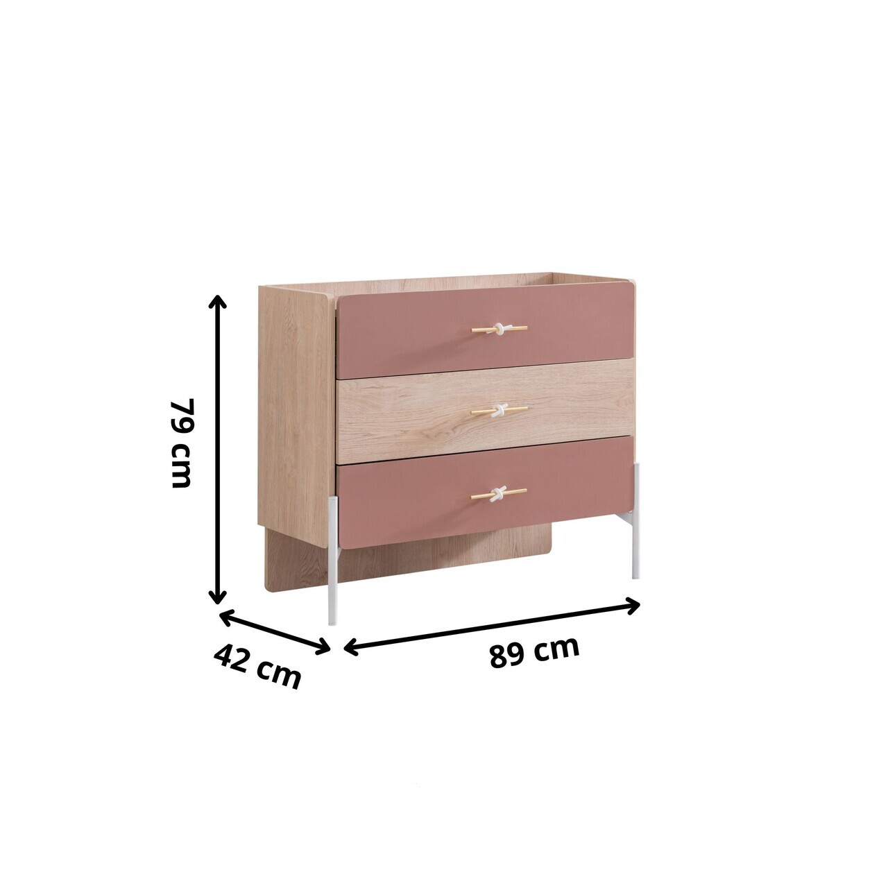 Dulap, Hanah Home, Rosetta, 89x79x42 cm, PAL, Maro / Roz - view 6