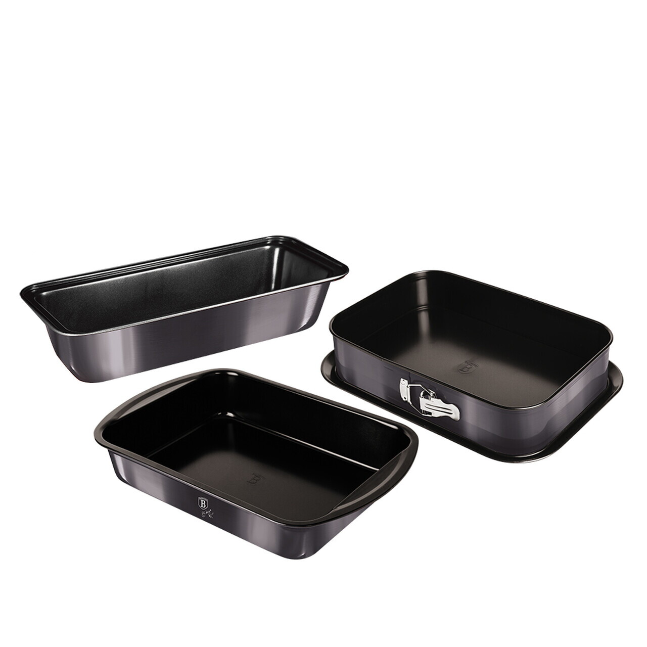 Set 3 tavi pentru copt, fund detasabil Berlinger Haus, Carbon Pro, otel carbon, gri inchis - imagine 3