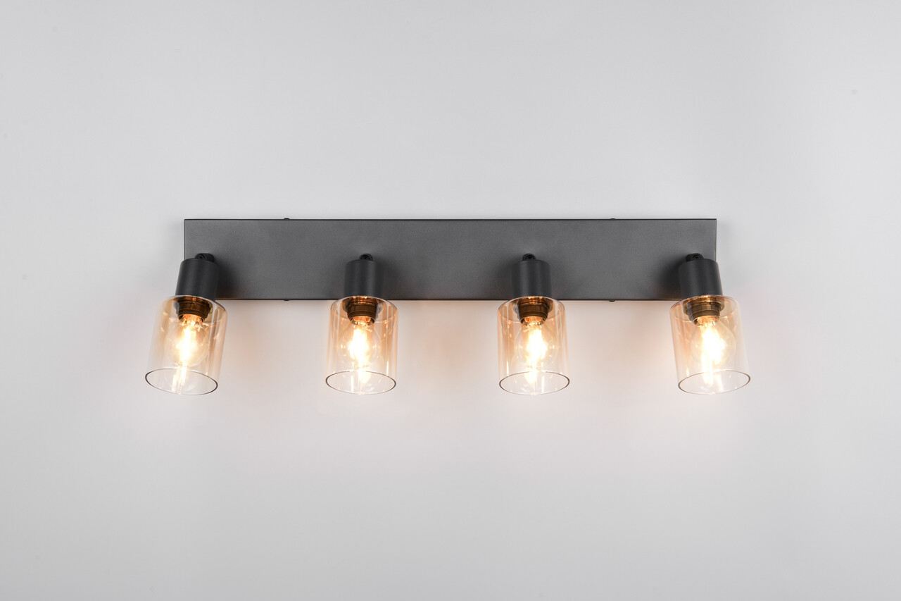 Plafoniera Cadiz, RL, 58.5x8.5x17 cm, 10W, 4x E14, metal, negru mat - 2 | YEO