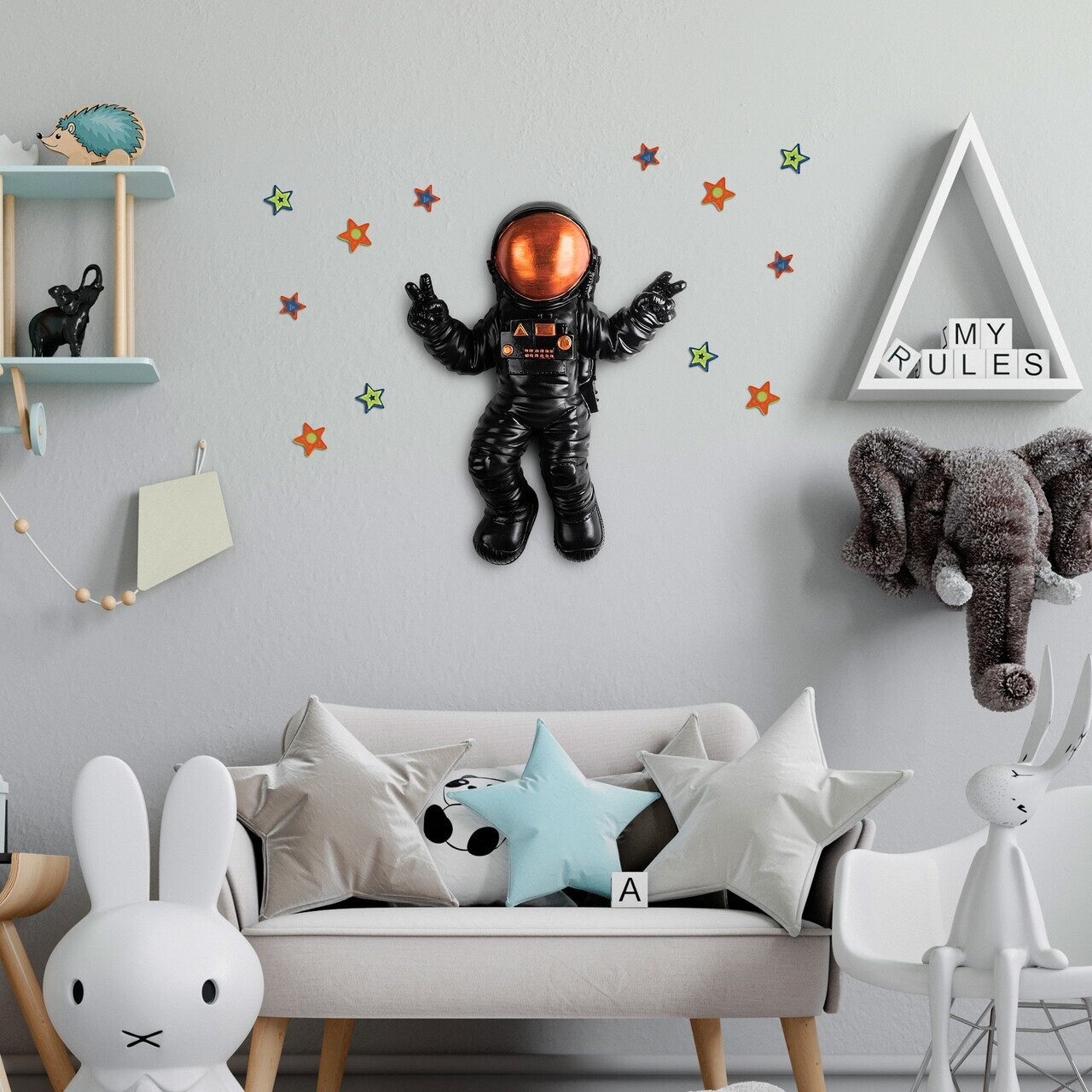 Decoratiune de perete, Cosmonaut 3, Poliester, Lățime: 35 cm Înălțime: 47 cm Adâncime: 10 cm, Multicolor — imaginea 3