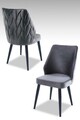 Set scaune 2 piese, Beckley, Pufi, Gri/Negru