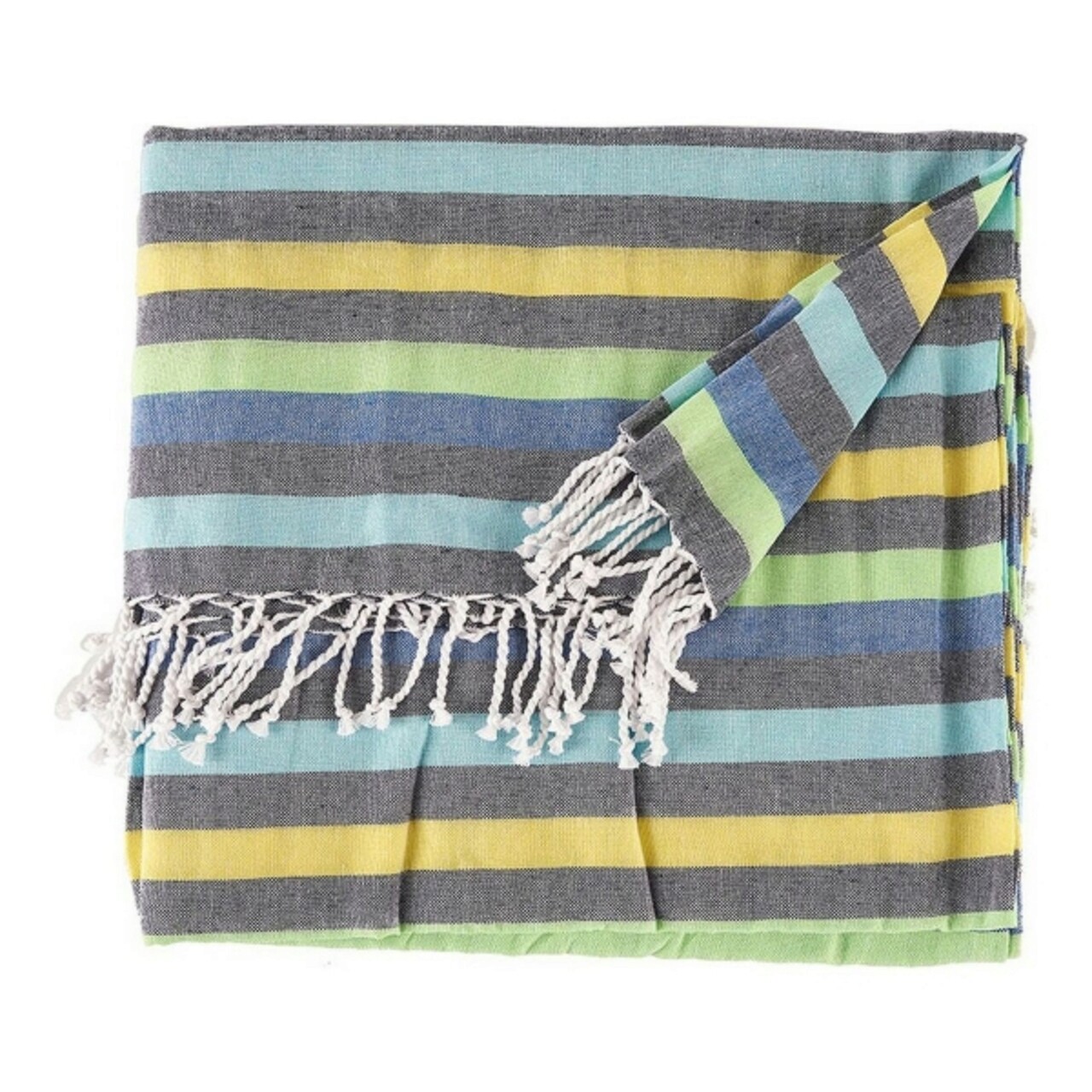 Patura / Pled Stripes, Gift Decor, 160 x 200 cm, 100% bumbac, verde/gri