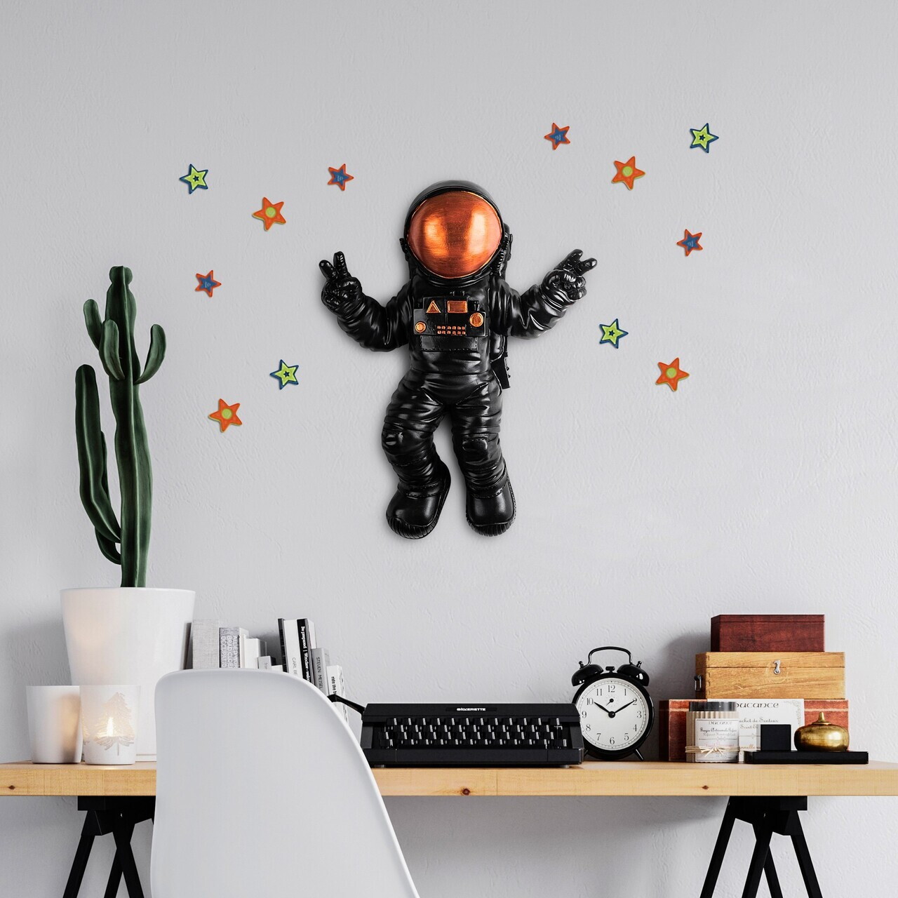 Decoratiune de perete, Cosmonaut 3, Poliester, Lățime: 35 cm Înălțime: 47 cm Adâncime: 10 cm, Multicolor — imaginea 2