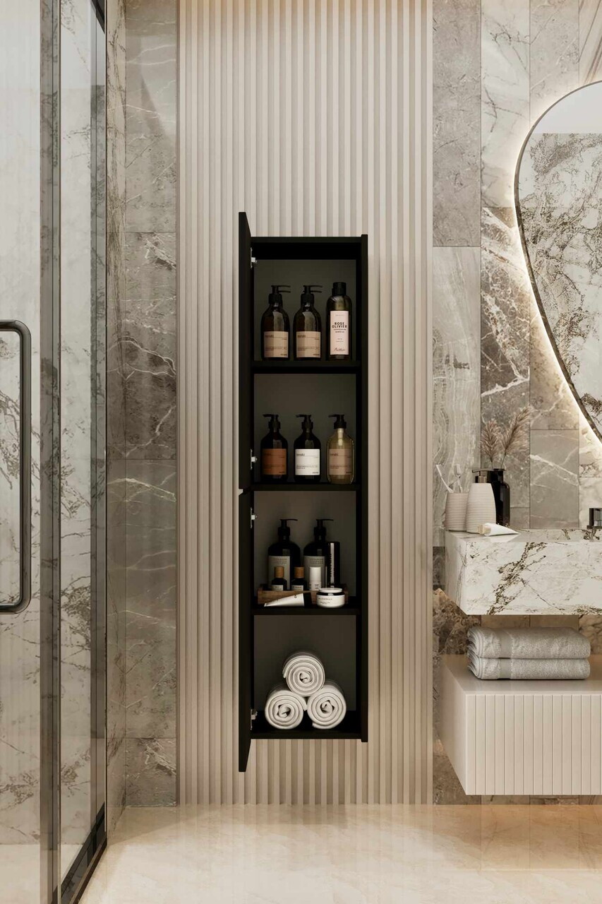 Dulap de baie, Hanah Home, Capella, 34x138x32 cm, MDF, Negru - view 4