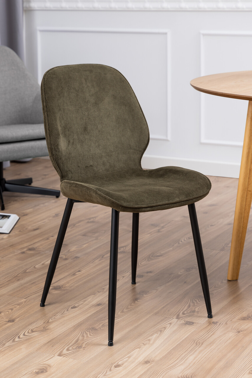 Scaun Femke, Actona, 47.5x57.5x85 cm, tesatura corduroy/otel, verde olive - view 4