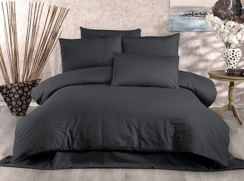 Lenjerie de pat pentru o persoana, 2 piese, 140x200 cm, 100% bumbac satinat, whitney, lilyum, antracit