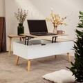 Masuta de cafea Anzabi, Homla, 105x50.5x43.5 cm, lemn/MDF, natur/alb
