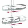 Organizator suspendat pentru cabina de dus Linea, iDesign, ajustabil, 26.5x16.5x54 cm, otel, argintiu