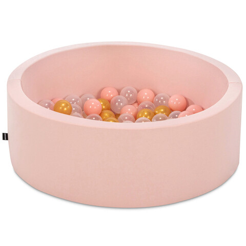 Piscina cu bile, bubble pops v11, 150 bile, Ø85 x 30 cm, bumbac/plastic, roz