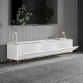 Comoda TV, Inarch, Imaj, 180x45.2x35 cm, PAL, Marmură albă/aur