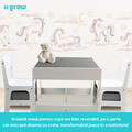 Set birou cu 2 scaune, U-Grow, 61x61x48.3 cm / 28x30x53 cm, MDF, alb