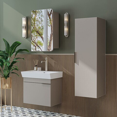 Set Dulap de Baie cu Chiuvetă și Oglindă (3 Piese), Hanah Home, 2940, PAL MELAMINAT, Gresie