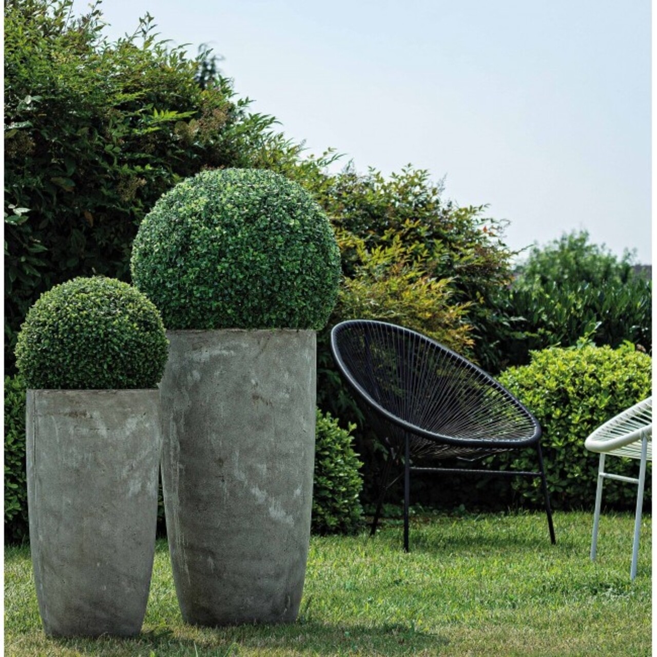 Set 2 ghivece, Grey Round High, Bizzotto, 42x78 cm, argila - 2 | YEO