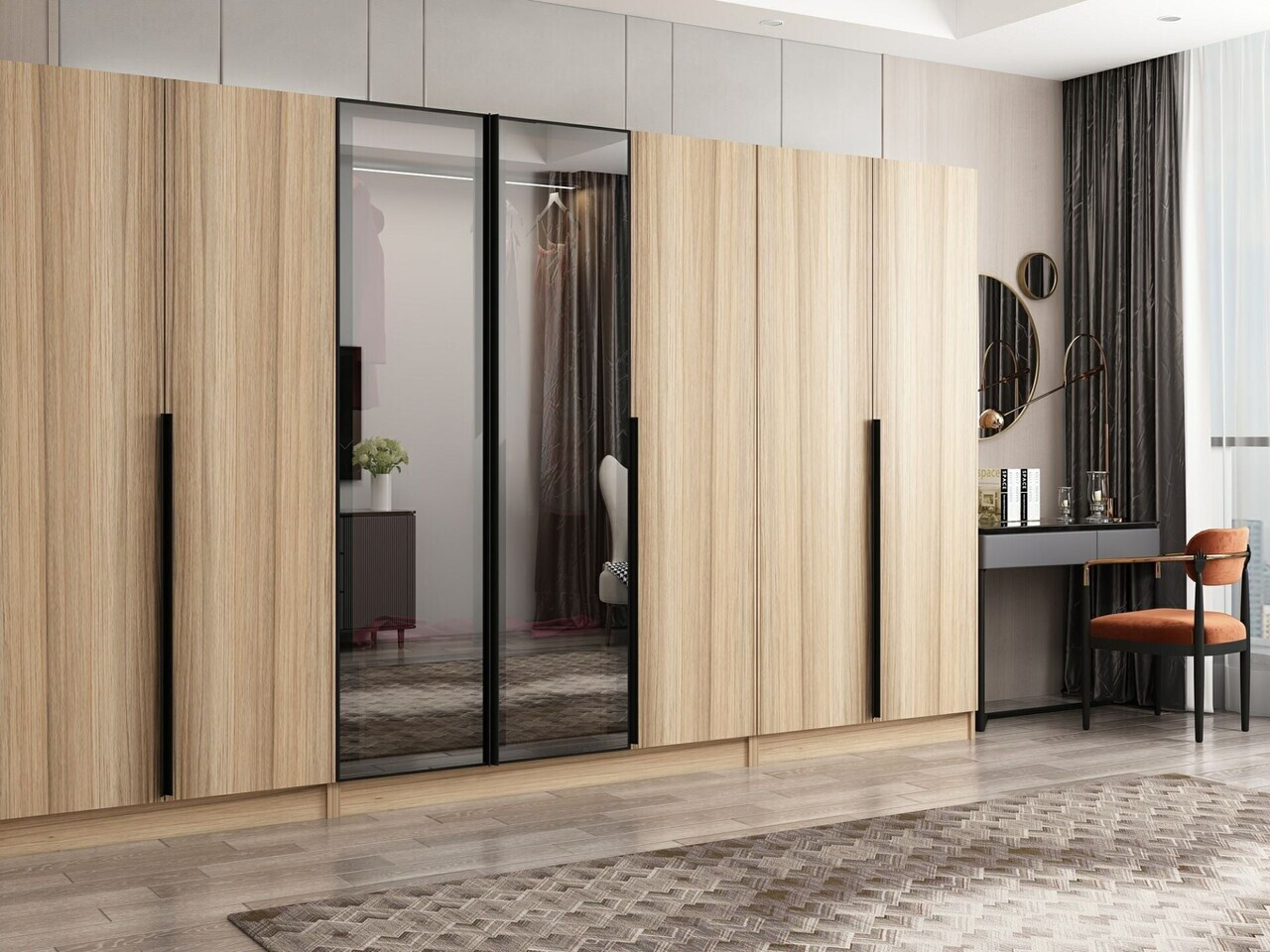 Dulap pentru haine, Hanah Home, Nisa, 315x210x52 cm, Dore — imaginea 2