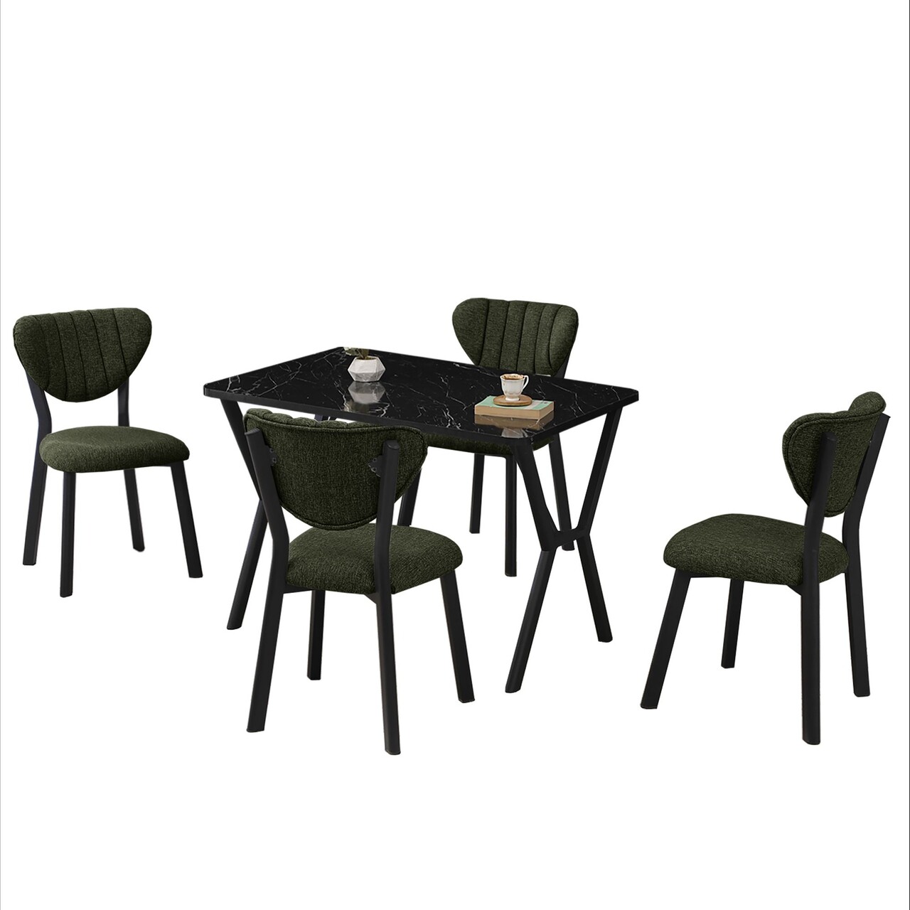 Set masa extensibila si scaune, Hanah Home, Elma, Verde/Negru - view 4
