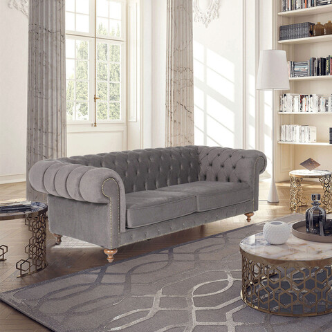Canapea 2 locuri, ndesign, 291nds1118, lemn, gri