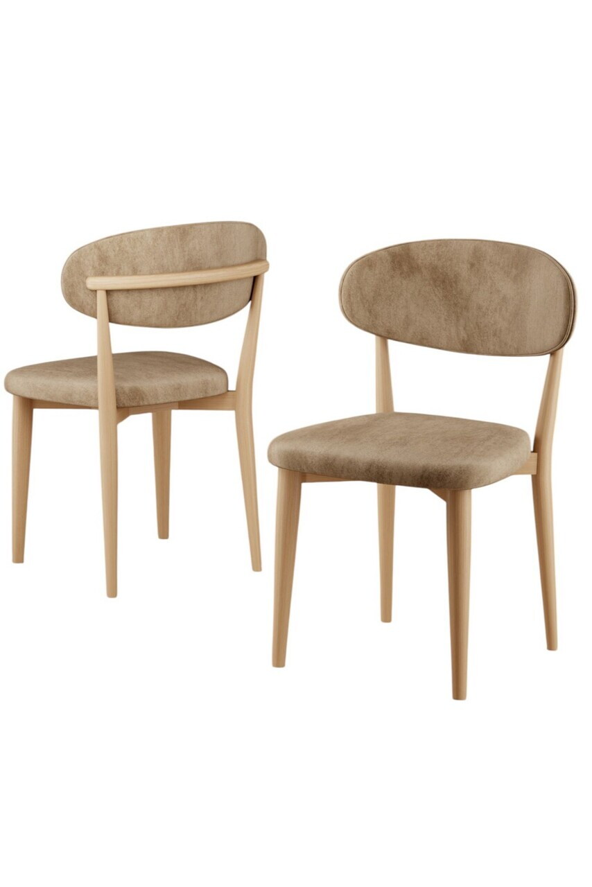 Set scaune 2 piese, Hanah Home, Onex, Cappuccino / Lemn natural — imaginea 2