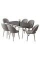 Set masa si scaune (7 piese), Hanah Home, Jita, Sonata / Crom / Gri