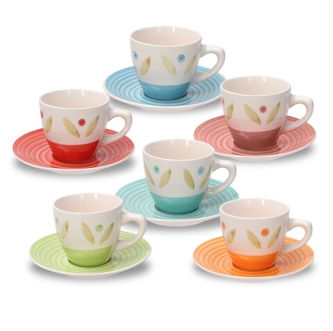 Poza Set 6 cesti cu farfurioara, Tognana, Joy, 170 ml, ceramica glazurata, multicolor