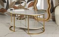 Masuta de cafea Izmir, Mauro Ferretti, 90x60x45 cm, fier/marmura, auriu/alb