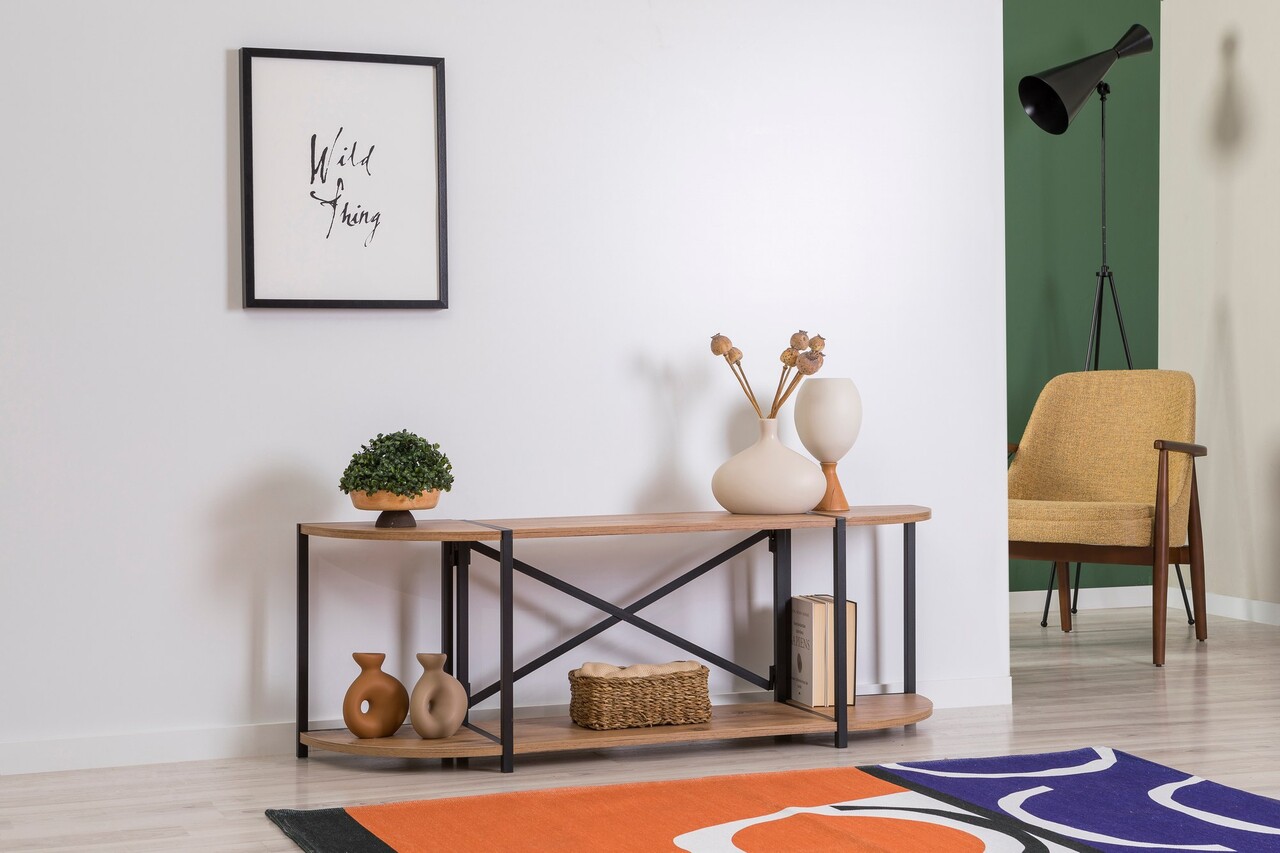 Comoda TV, Hanah Home, Sky Rafix, 138x47x35 cm, Pin Atlantic / Negru - view 4