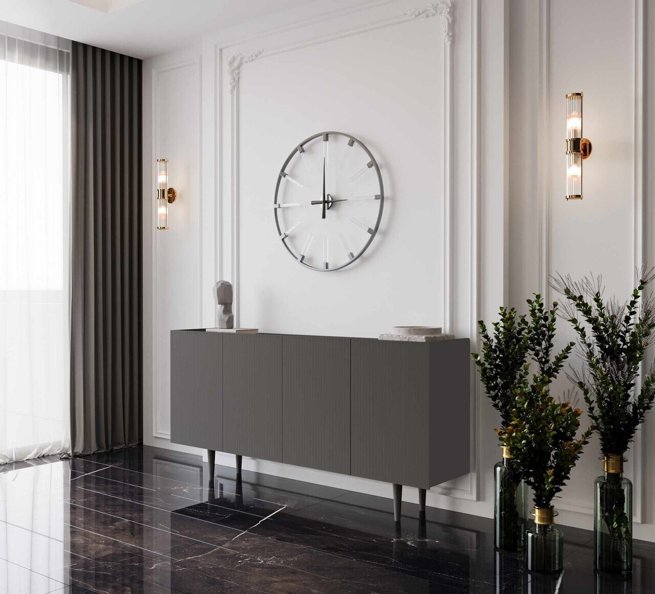 Consola, Hanah Home, Capella 140, 140x60x40 cm, MDF, Gri - view 2
