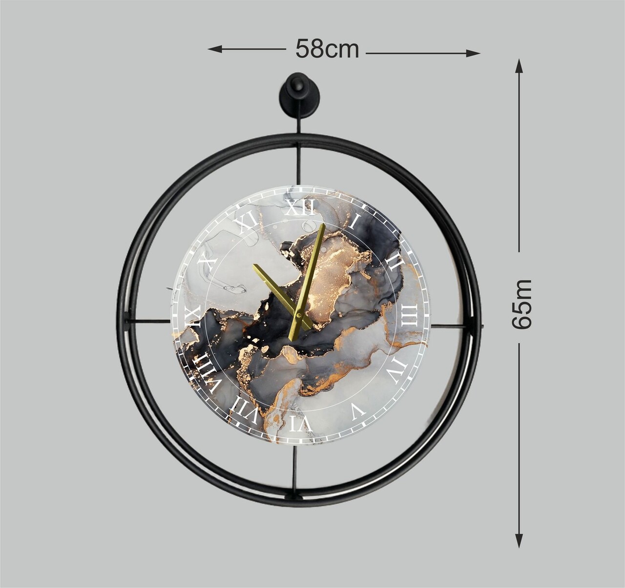 Ceas de perete, Mclock-00122, Lățime: 58 cm Înălțime: 65 cm Adâncime: 7 cm, Negru - view 3