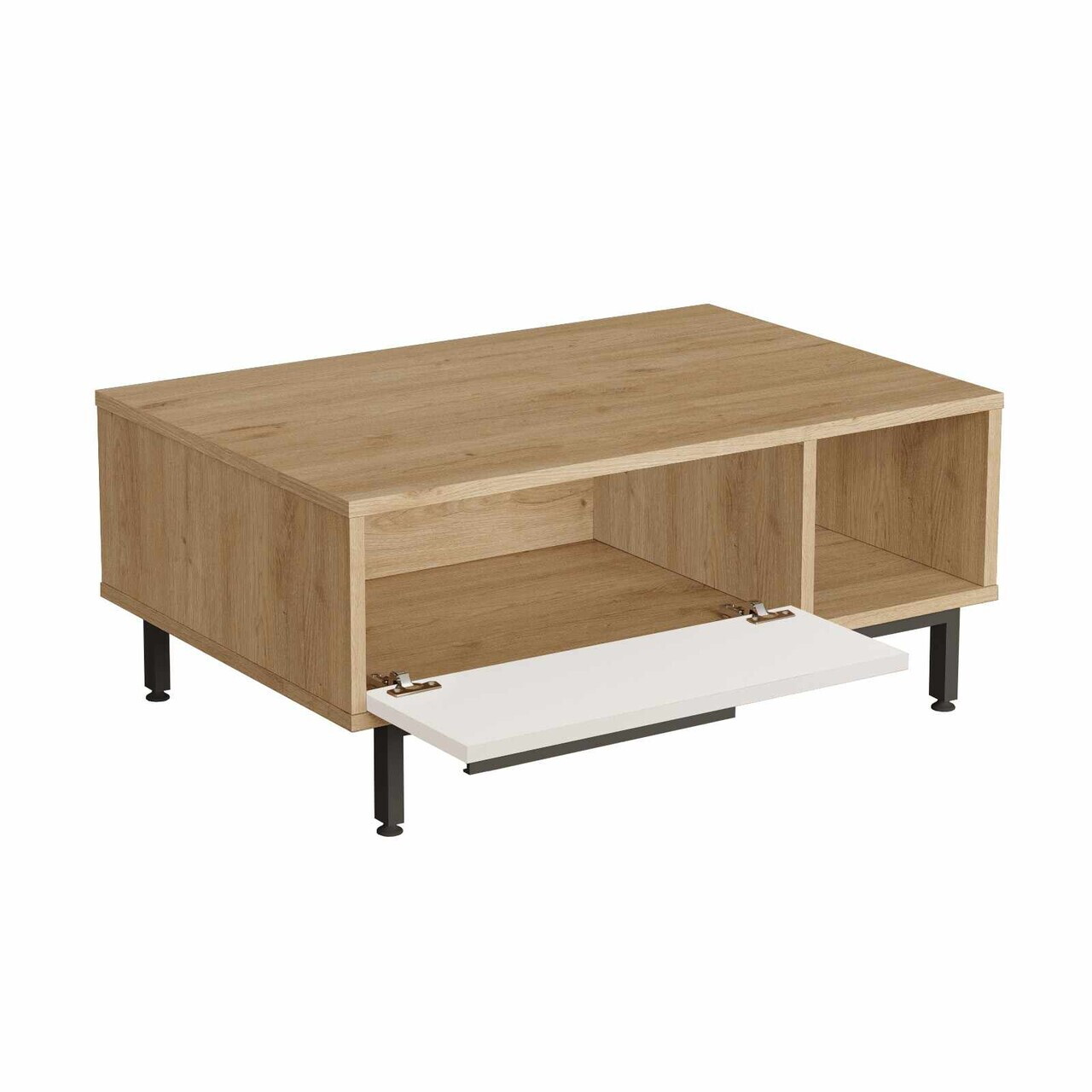 Masuta de cafea, Hanah Home, Boh2-Sw, 90x37.6x60 cm, PAL, Natural/Alb — imaginea 4
