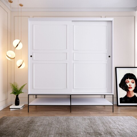 Dulap pentru haine, Comforty, Martin, 190 x 200 x 57 cm, pal melaminat, alb 190