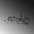 Decoratiune de perete, Paris, Metal, Grosime: 2 mm, Negru