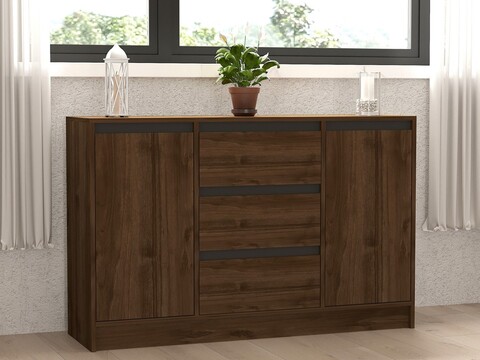 Consola, Puqa Design, Onat, 140x90x40 cm, PAL, Nuc / Antracit